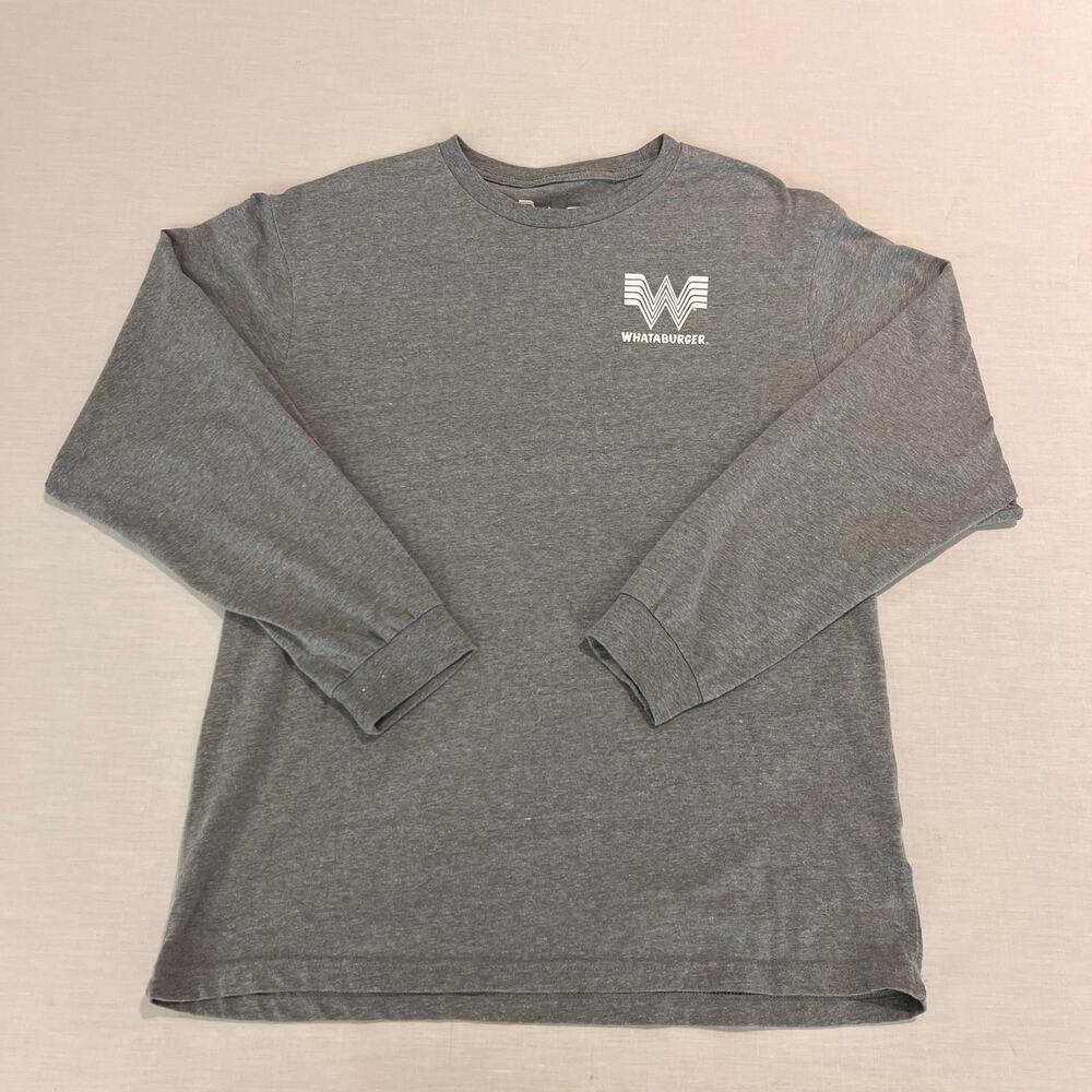 Whataburger Gray Long Sleeve Graphic T Shirt Fast Food Sz M